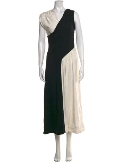 Pre-owned Merlette Colorblock Pattern Midi Length Dress In Black