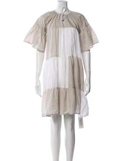 Pre-owned Merlette Colorblock Pattern Mini Dress In Neutrals