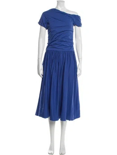 Pre-owned Merlette Cowl Neck Midi Length Dress In Blue