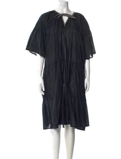 Pre-owned Merlette Crew Neck Knee-length Dress In Black