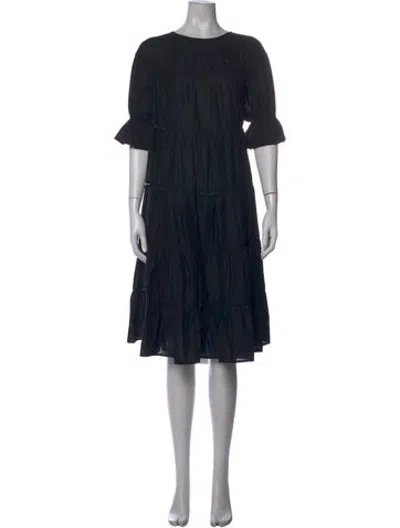 Pre-owned Merlette Crew Neck Knee-length Dress In Black