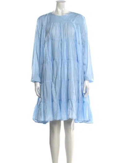 Pre-owned Merlette Crew Neck Knee-length Dress In Blue