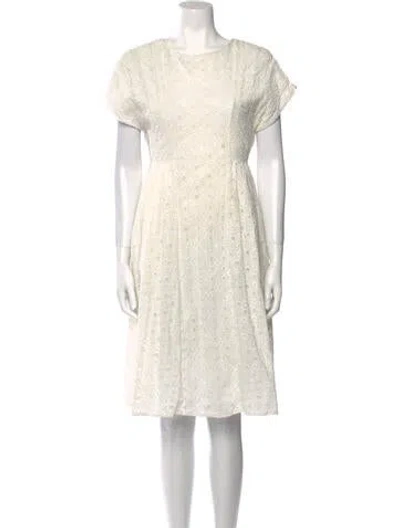 Pre-owned Merlette Crew Neck Knee-length Dress In Neutral