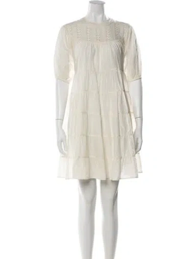 Pre-owned Merlette Crew Neck Knee-length Dress In Neutrals