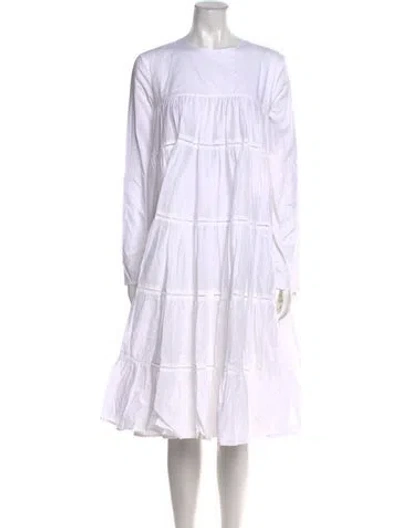 Pre-owned Merlette Crew Neck Knee-length Dress In White
