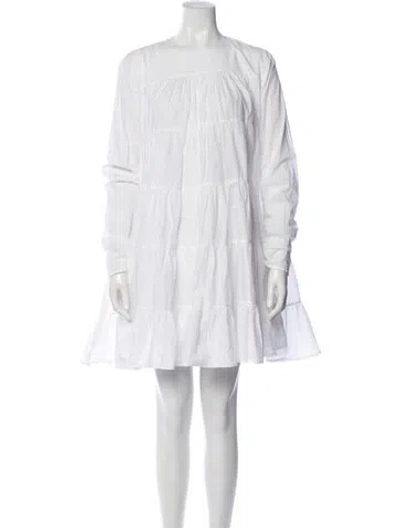 Pre-owned Merlette Crew Neck Knee-length Dress In White
