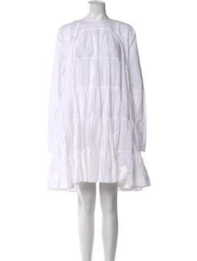 Pre-owned Merlette Crew Neck Knee-length Dress In White