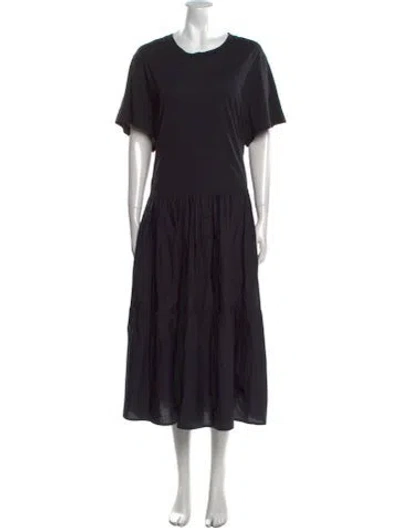 Pre-owned Merlette Crew Neck Long Dress In Black