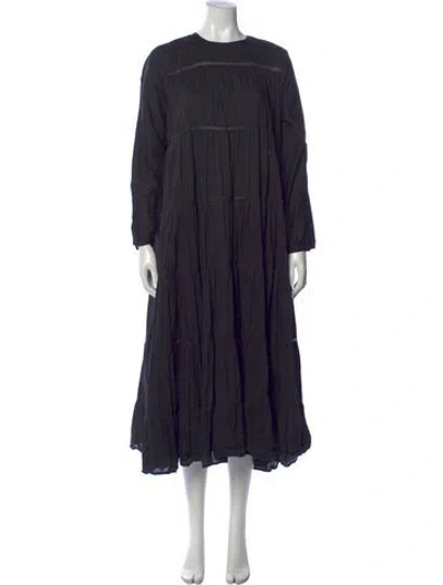 Pre-owned Merlette Crew Neck Long Dress In Black