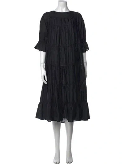 Pre-owned Merlette Crew Neck Long Dress In Black