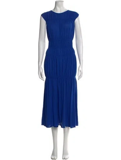 Pre-owned Merlette Crew Neck Long Dress In Blue