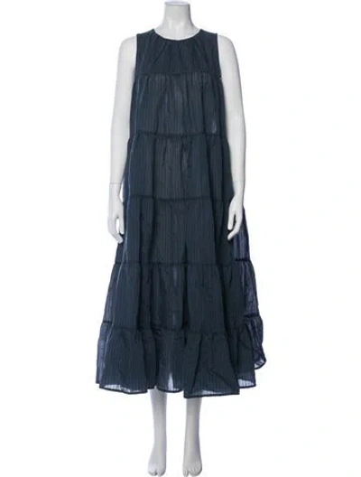 Pre-owned Merlette Crew Neck Long Dress In Blue