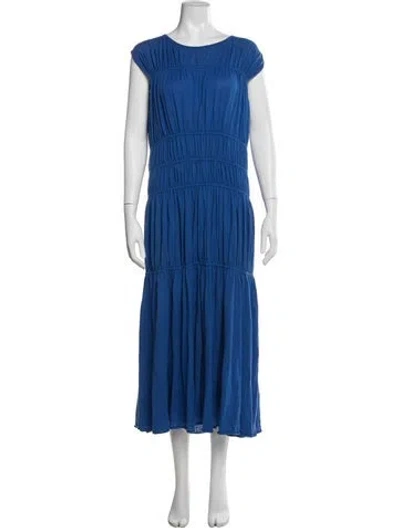 Pre-owned Merlette Crew Neck Long Dress In Blue