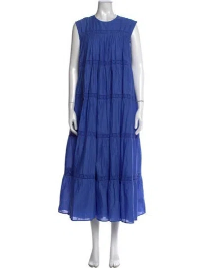Pre-owned Merlette Crew Neck Long Dress In Blue