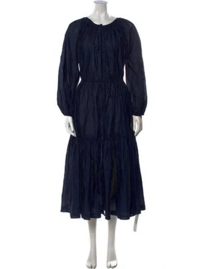 Pre-owned Merlette Crew Neck Long Dress In Blue