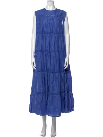 Pre-owned Merlette Crew Neck Long Dress In Blue
