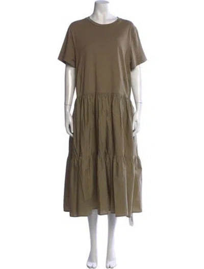 Pre-owned Merlette Crew Neck Long Dress In Green