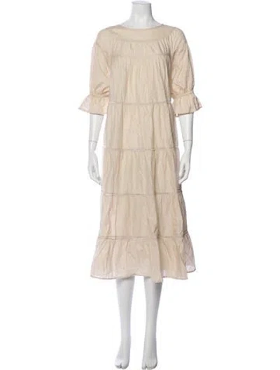 Pre-owned Merlette Crew Neck Long Dress In Neutral