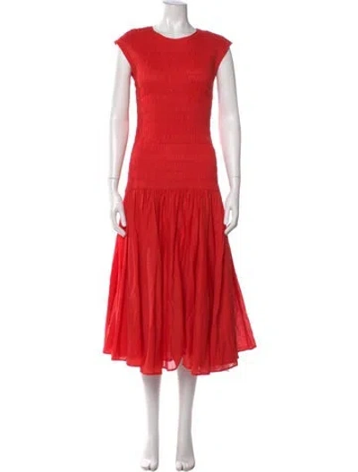 Pre-owned Merlette Crew Neck Long Dress In Red