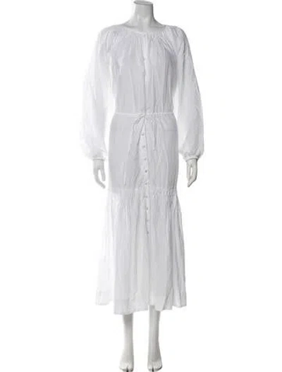 Pre-owned Merlette Crew Neck Long Dress In White