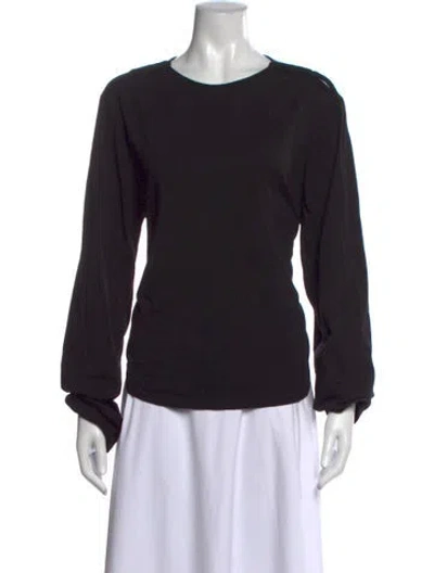 Pre-owned Merlette Crew Neck Long Sleeve Blouse In Black