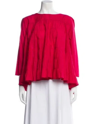 Pre-owned Merlette Crew Neck Long Sleeve Blouse In Pink