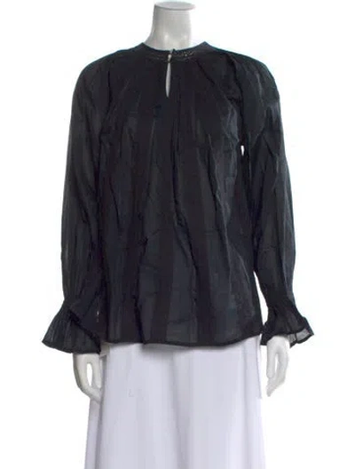 Pre-owned Merlette Crew Neck Long Sleeve Blouse W/ Tags In Black