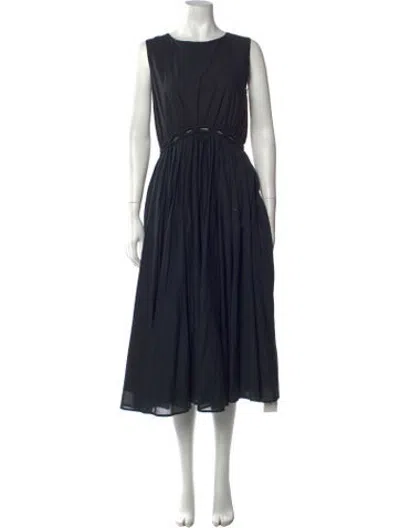 Pre-owned Merlette Crew Neck Midi Length Dress In Black