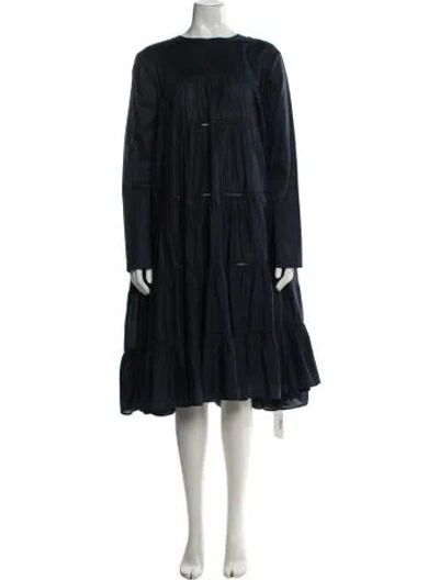 Pre-owned Merlette Crew Neck Midi Length Dress In Blue