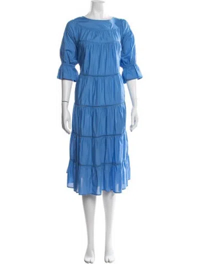 Pre-owned Merlette Crew Neck Midi Length Dress In Blue