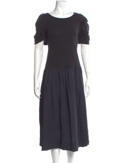 Pre-owned Merlette Crew Neck Midi Length Dress In Gray