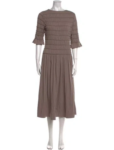 Pre-owned Merlette Crew Neck Midi Length Dress In Neutral