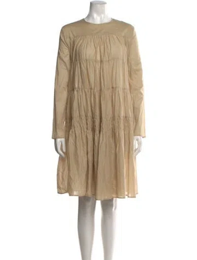 Pre-owned Merlette Crew Neck Midi Length Dress In Neutrals