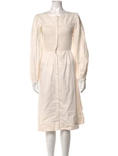 Pre-owned Merlette Crew Neck Midi Length Dress In Neutrals