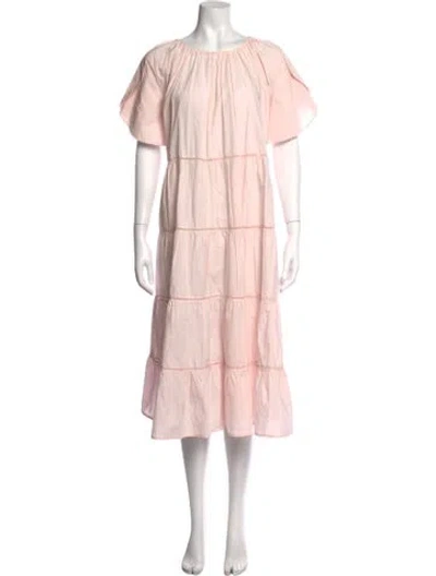 Pre-owned Merlette Crew Neck Midi Length Dress In Pink