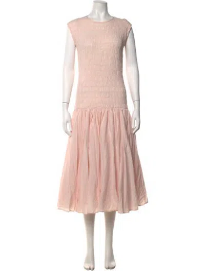 Pre-owned Merlette Crew Neck Midi Length Dress In Pink