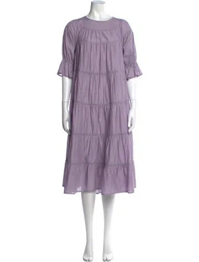 Pre-owned Merlette Crew Neck Midi Length Dress In Purple