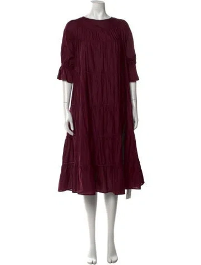 Pre-owned Merlette Crew Neck Midi Length Dress In Purple