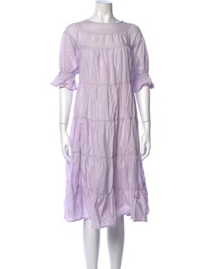 Pre-owned Merlette Crew Neck Midi Length Dress In Purple