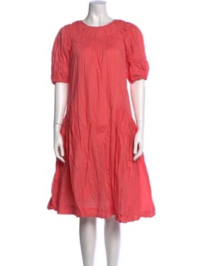 Pre-owned Merlette Crew Neck Midi Length Dress In Red