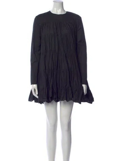 Pre-owned Merlette Crew Neck Mini Dress In Black