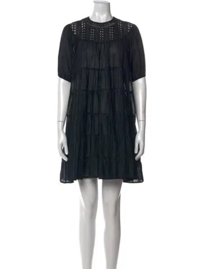 Pre-owned Merlette Crew Neck Mini Dress In Black