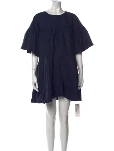 Pre-owned Merlette Crew Neck Mini Dress In Black