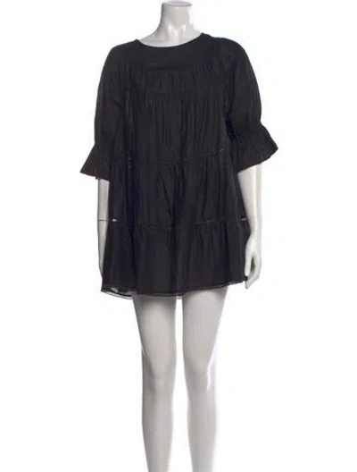 Pre-owned Merlette Crew Neck Mini Dress In Black