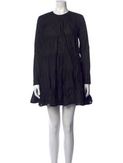 Pre-owned Merlette Crew Neck Mini Dress In Black