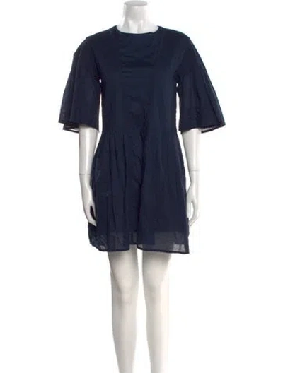 Pre-owned Merlette Crew Neck Mini Dress In Blue