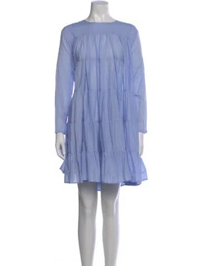 Pre-owned Merlette Crew Neck Mini Dress In Blue