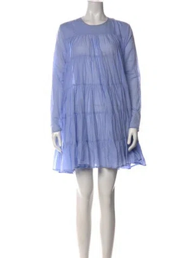 Pre-owned Merlette Crew Neck Mini Dress In Blue