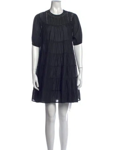 Pre-owned Merlette Crew Neck Mini Dress In Blue