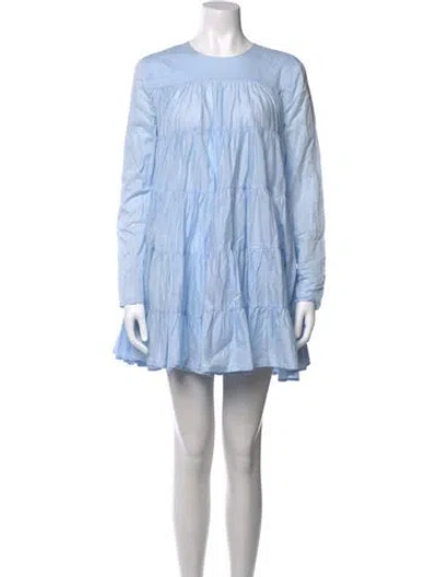 Pre-owned Merlette Crew Neck Mini Dress In Blue
